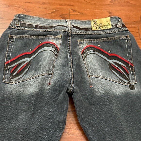 VTG Y2K Notorious B.I.G. Gray Distressed Denim Jeans Hip Hop Grunge Men's 36x30 - Picture 11 of 15